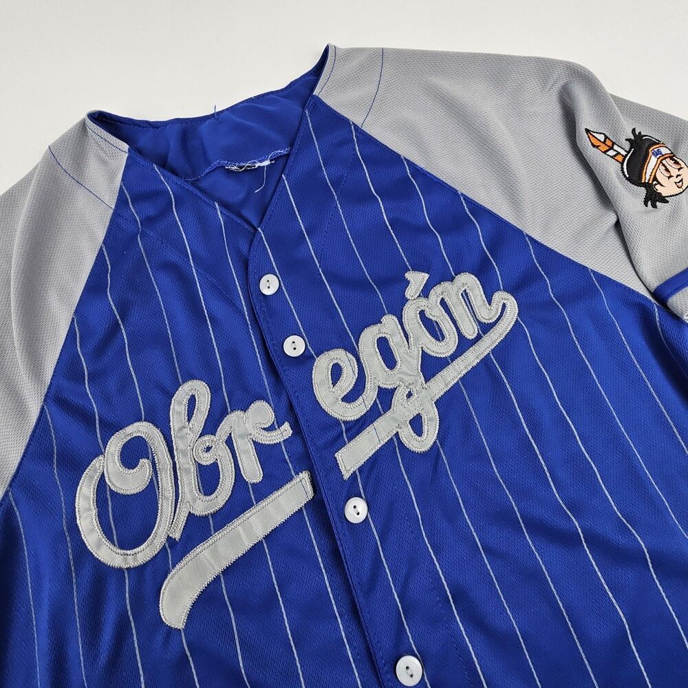 Majestic Yaquis de Obregon Baseball Jersey Mens L Blue Pinstripe Mexico MLB